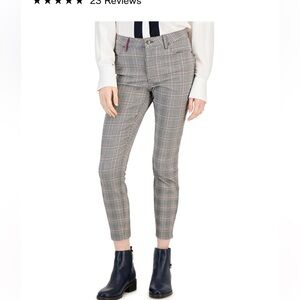 Tommy Hilfiger Woman’s Glen Plaid Straight Skinny Pants,Size 10,Grey/Black Color